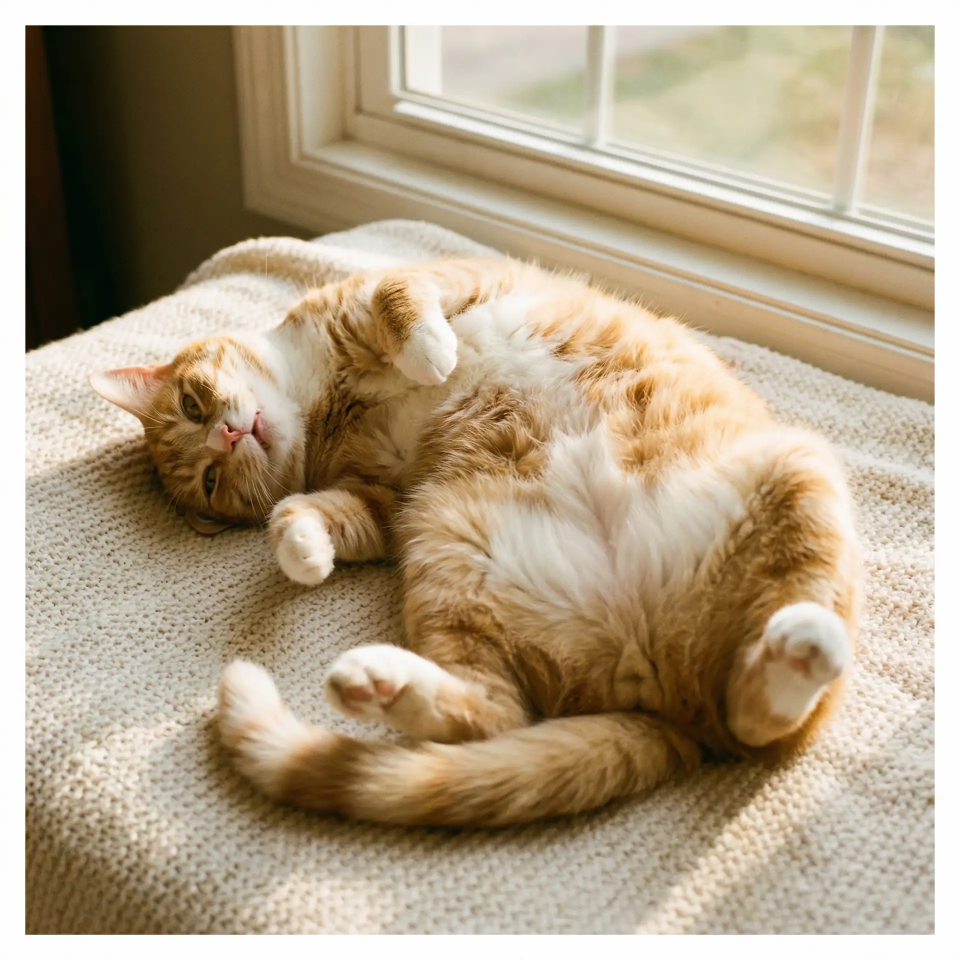 猫咪仰躺露出肚皮 - 免费动漫